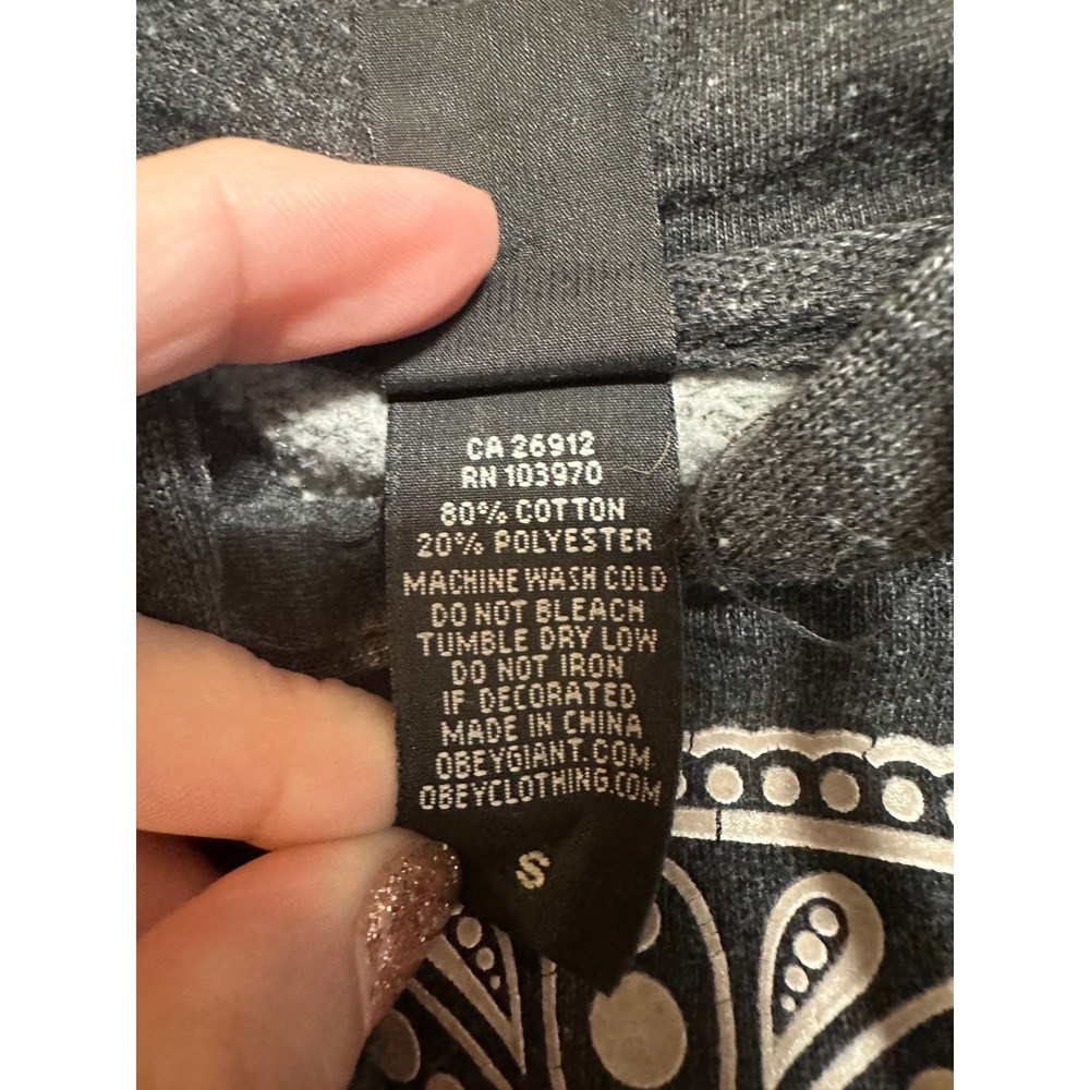 Obey Womens Sugar Skull Hoodie Charcoal Gray Heather Graphic Sweatshirt Small - Picture 4 of 7